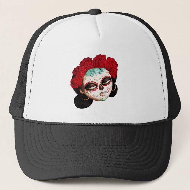 La Catrina - Dia de Los Muertos Girl Trucker Hat (Front)