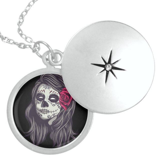 La Catrina - Dia De Los Muertos Locket Necklace (Front)