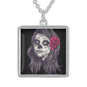 La Catrina - Dia De Los Muertos Sterling Silver Necklace