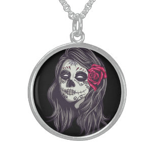 La Catrina - Dia De Los Muertos Sterling Silver Necklace