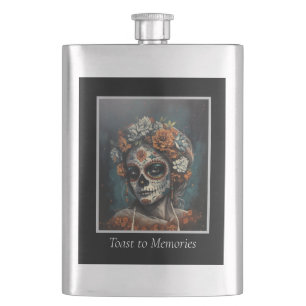 La Catrina Eternal Spirit Dia de los Muertos Flask