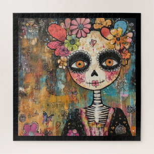 La Catrina Skeleton With Flower Crown Jigsaw Puzzle