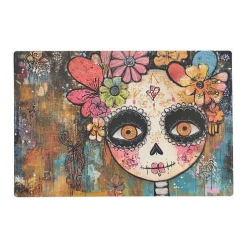 La Catrina Skeleton With Flower Crown Placemat