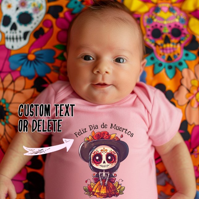 La Catrina T-Shirt Baby Bodysuit (La Catrina with custom text, baby bodysuit)