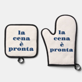 La Cena E Pronta Apron Oven Mitt & Pot Holder Set