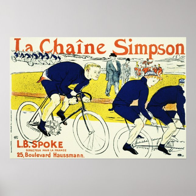La Chaine Simpson Cycles Lautrec Vintage Poster Ad (Front)