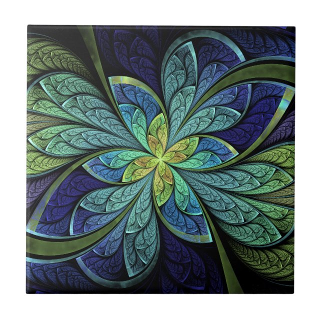 La Chanteuse IV Abstract Stained Glass Pattern Tile (Front)