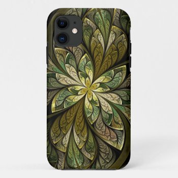 La Chanteuse Vert Green Abstract Stained Glass Iphone 11 Case by skellorg at Zazzle