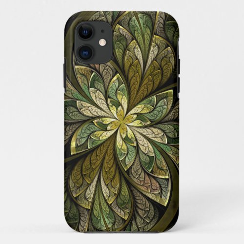 La Chanteuse Vert Green Abstract Stained Glass iPhone 11 Case