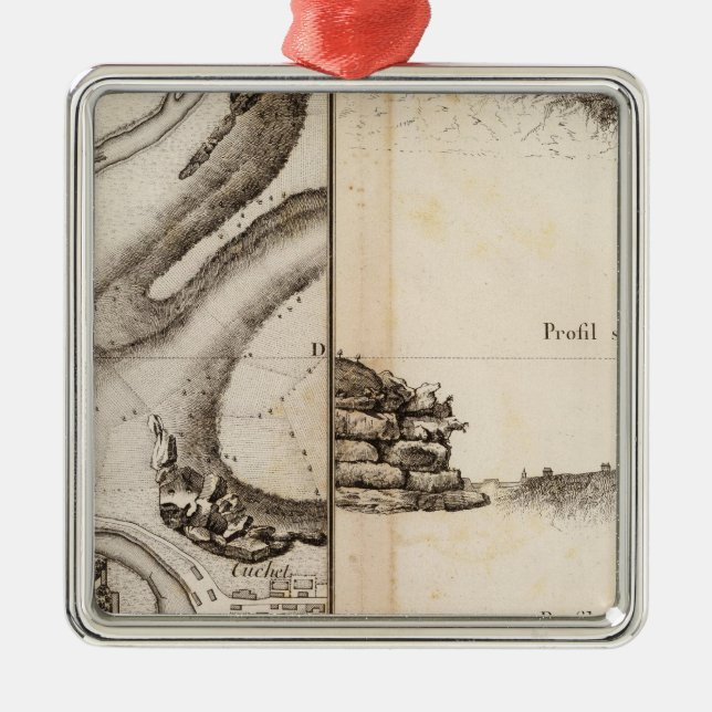 La Charente Atlas Map Metal Ornament (Front)