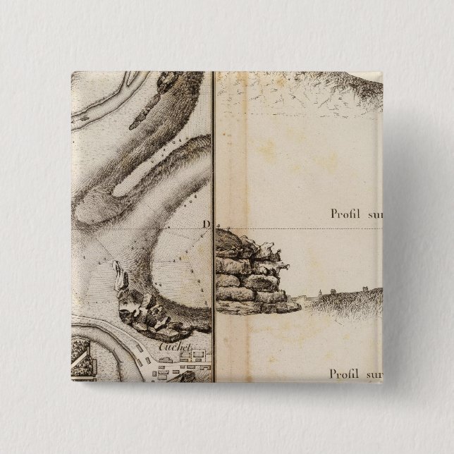 La Charente Atlas Map Pinback Button (Front)