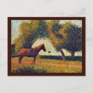 La Charette Attelée By Seurat Georges Postcard