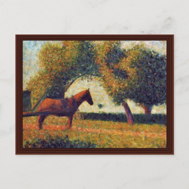 La Charette Attelée By Seurat Georges Postcard (Front)