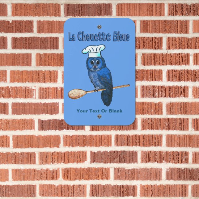 La Chouette Bleue Cafe Metal Sign (In Situ(Brick))