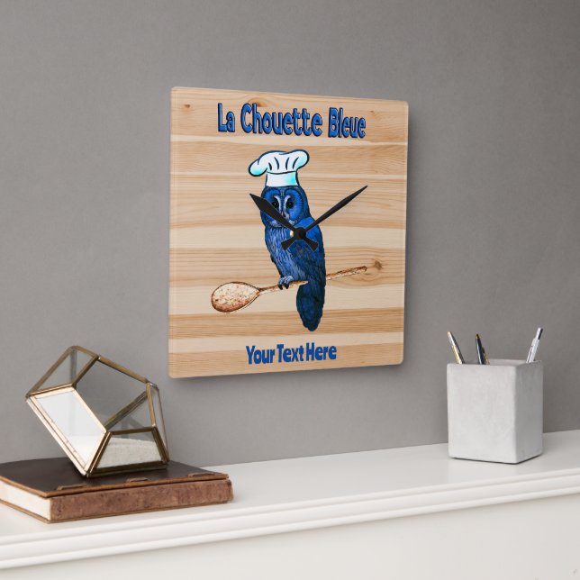 La Chouette Bleue Cafe Square Wall Clock (Office)