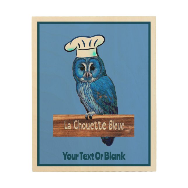 La Chouette Bleue Cafe Wood Wall Art (Front)