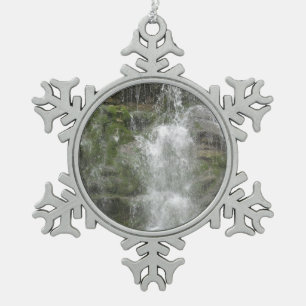 La Chute Waterfall in Forillon National Park Snowflake Pewter Christmas Ornament