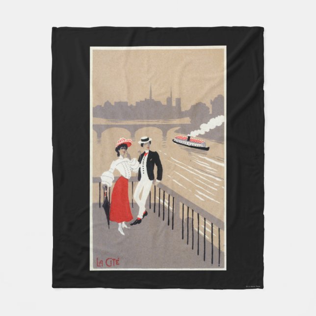 La Cite Art Deco Scene Fleece Blanket (Front)