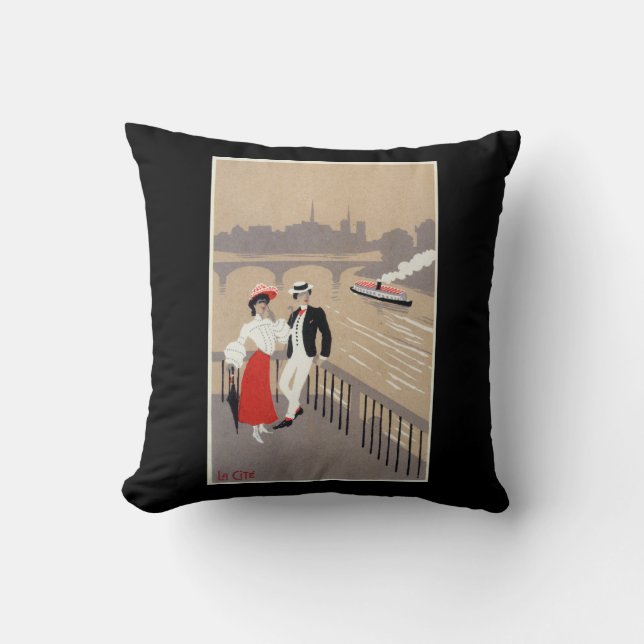La Cite Art Deco Scene Throw Pillow (Front)