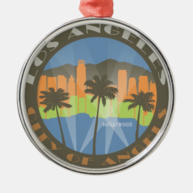 LA City of Angels Beachy Metal Ornament (Front)