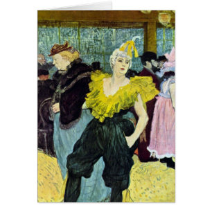 La Clownesse (Clown) Cha-U-Kao by Toulouse Lautrec Cards