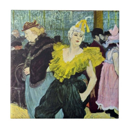 La Clownesse Clown Cha_U_Kao by Toulouse Lautrec Ceramic Tile