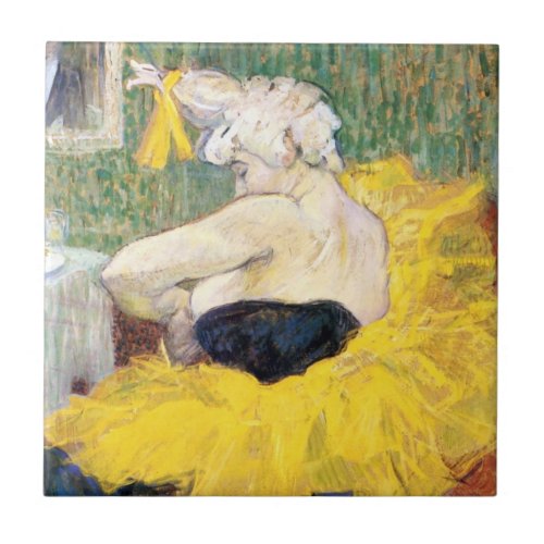 La Clownesse Clown Cha_U_Kao by Toulouse Lautrec Ceramic Tile