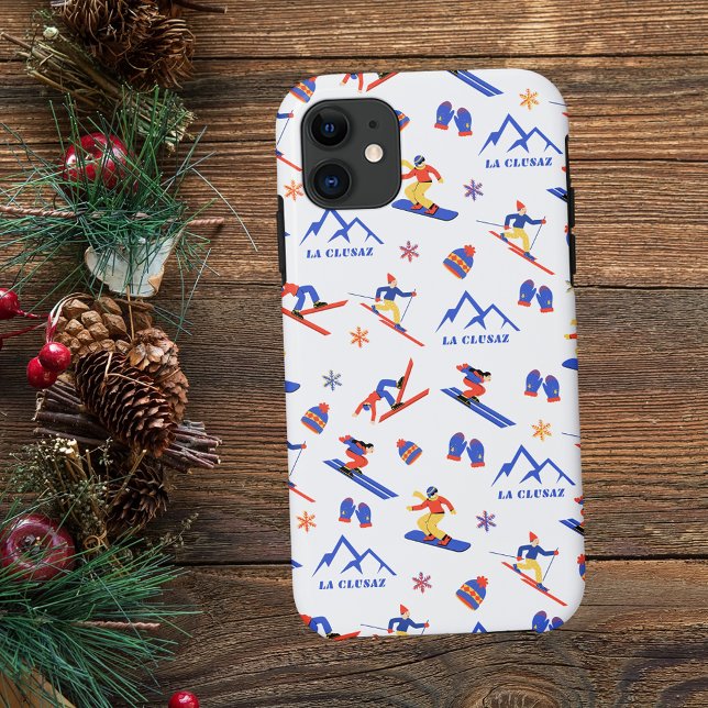 La Clusaz France Ski Snowboard Pattern Case-Mate iPhone Case (La Clusaz France ski snowboard winter snow vacation christmas holidays iphone phone case)