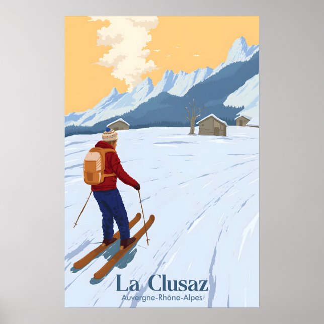 La Clusaz Ski Resort Travel Poster (Front)