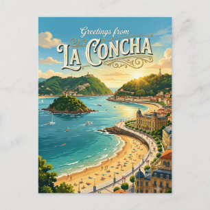 La Concha Beach Spain Postcard