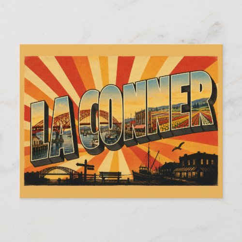 La Conner WA Channel Tulip Fields Art Postcard