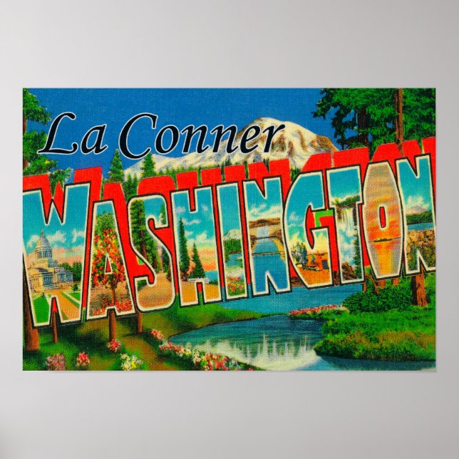 La Conner, Washington - Large Letter Scenes Poster (Front)