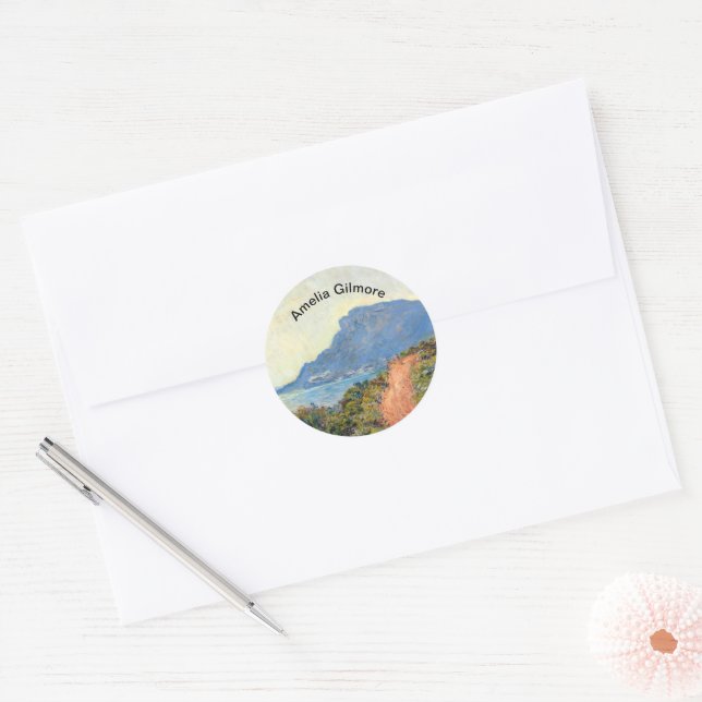 La Corniche near Monaco by Claude Monet Classic Round Sticker (Envelope)