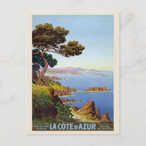 La Cte dAzur France Vintage Poster 1920 Postcard
