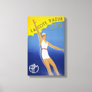 La Cote d'Azur l'ete Vintage Poster Restored Canvas Print