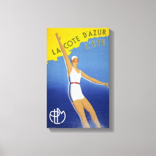 La Cote dAzur lete Vintage Poster Restored Canvas Print