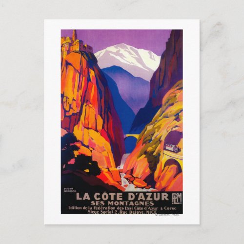 La Cote DAzur Vintage PosterEurope Postcard