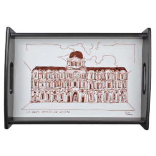 La Cour Carree Courtyard Louvre, Paris, France Serving Tray