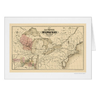 La Crosse & Milwaukee Railroad Map 1855 Cards