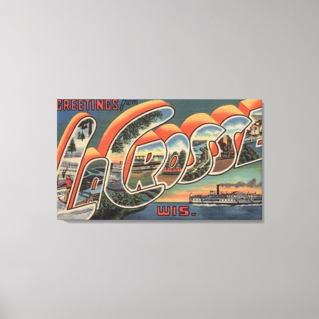 La Crosse, Wisconsin - Large Letter Scenes Canvas Print (Front)
