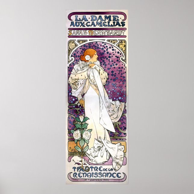 la dame aux camélias by Alfons Mucha 1896 Poster (Front)