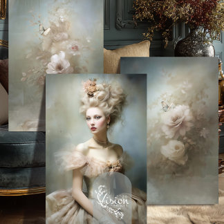 La Dauphine Champagne Rose Portrait Butterfly Wrapping Paper Sheets