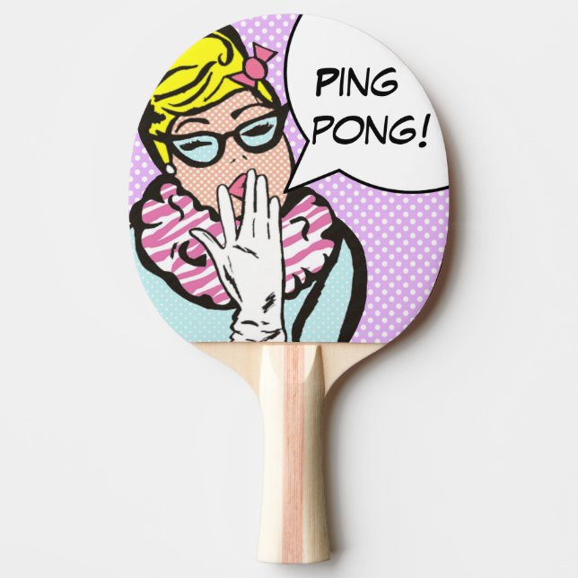 La-Di-Da Lady Pop Art Ping Pong Paddle (Front)