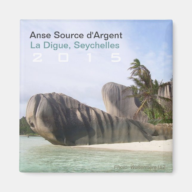 La Digue, Seychelles Beach Magnet Travel Souvenir (Front)