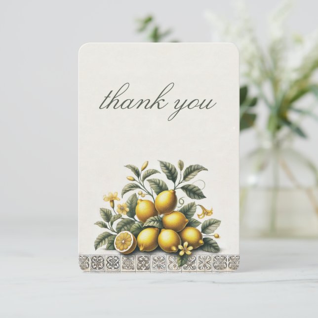 La Dolce Lemons Bridal Shower Thank You Card (Standing Front)