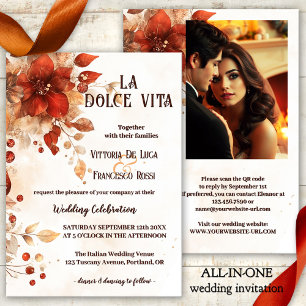 La Dolce Vita All-in-one Italian Red Wedding Invitation