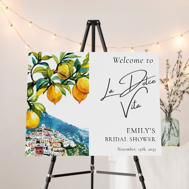 La Dolce Vita Amalfi Bridal Shower Welcome Sign (In Situ (Stand))