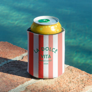 La Dolce Vita Amalfi Coast Cabana Stripe Can Cooler