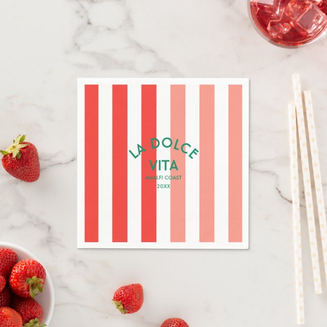 La Dolce Vita Amalfi Coast Cabana Stripe Napkins (Insitu)