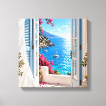 La Dolce Vita Amalfi Coast Seaside Window Canvas